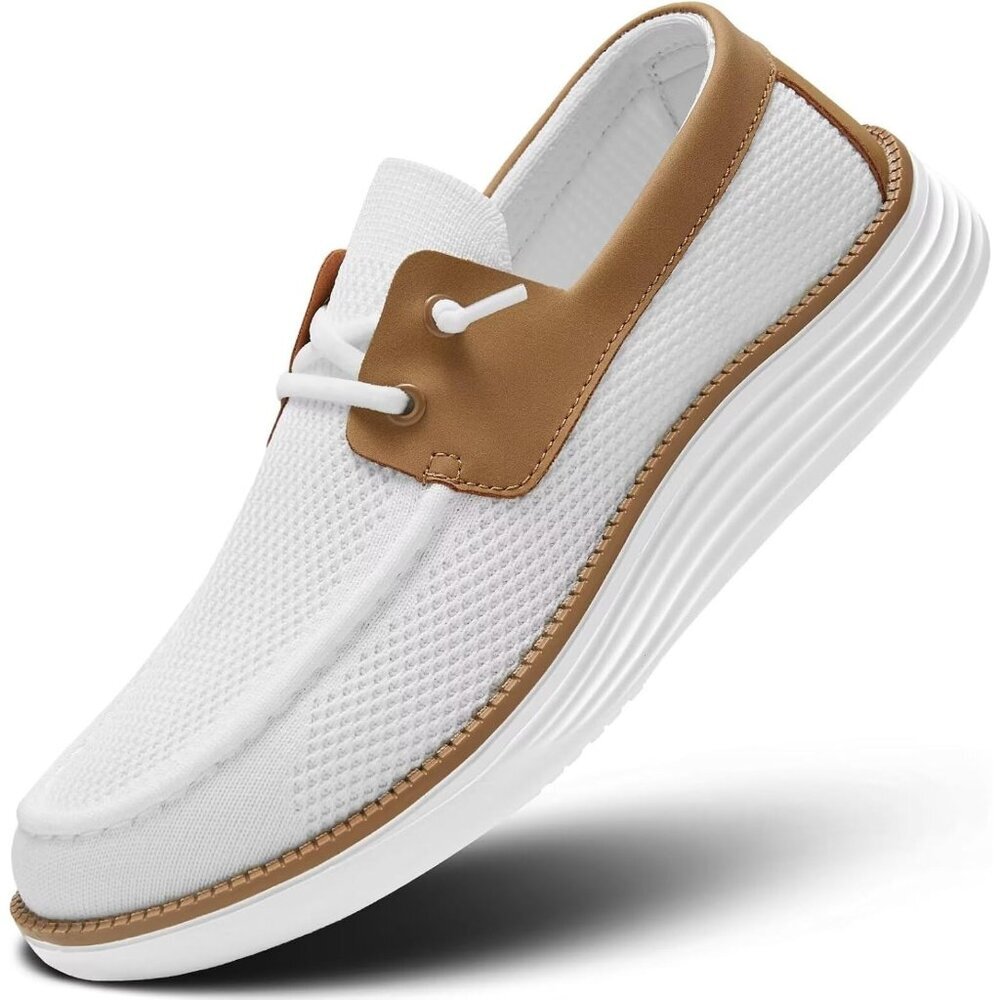 〽️Closed Toe Loafers Sneakers Men's White Mesh Slip On Lace-up Soft Sole
